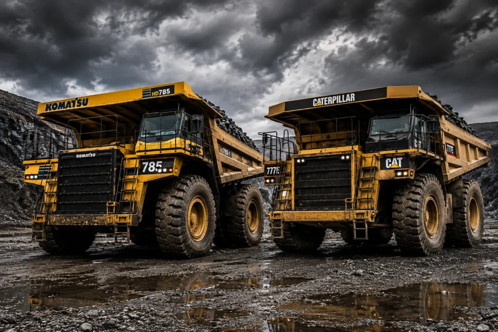 Komatsu HD785-7 Và Caterpillar 777E – Đâu Là Ông Vua Xe Ben Khai Thác Mỏ?