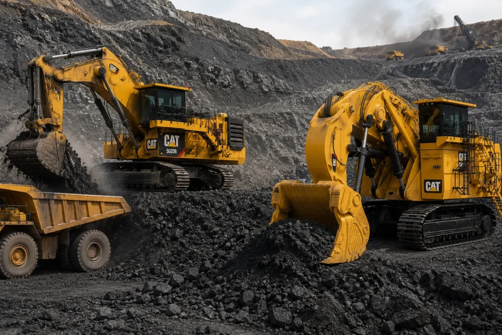 máy xúc Caterpillar lớn nhất thế giới Caterpillar 6090 FS và máy xúc Caterpillar 6020B