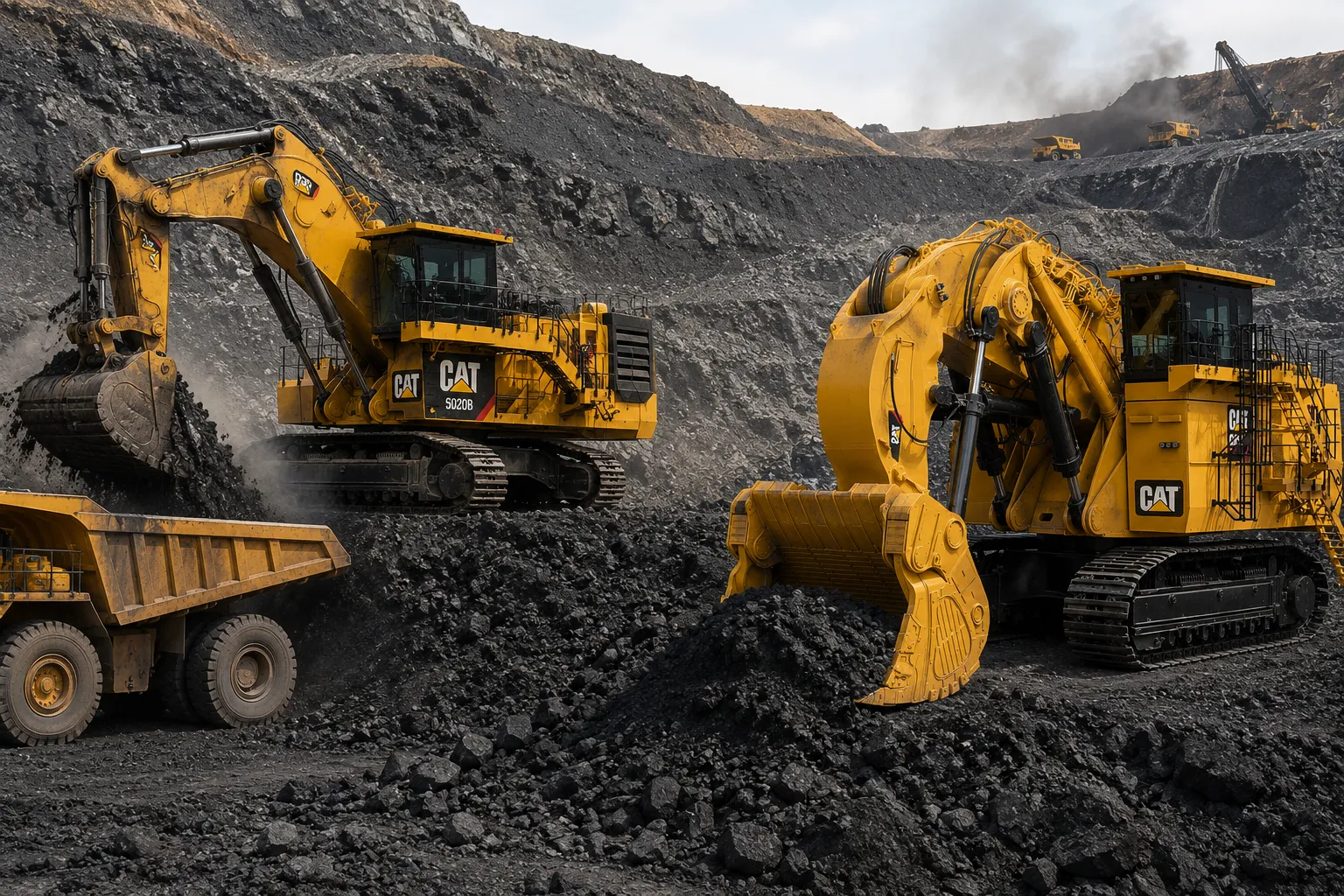 máy xúc Caterpillar lớn nhất thế giới Caterpillar 6090 FS và máy xúc Caterpillar 6020B
