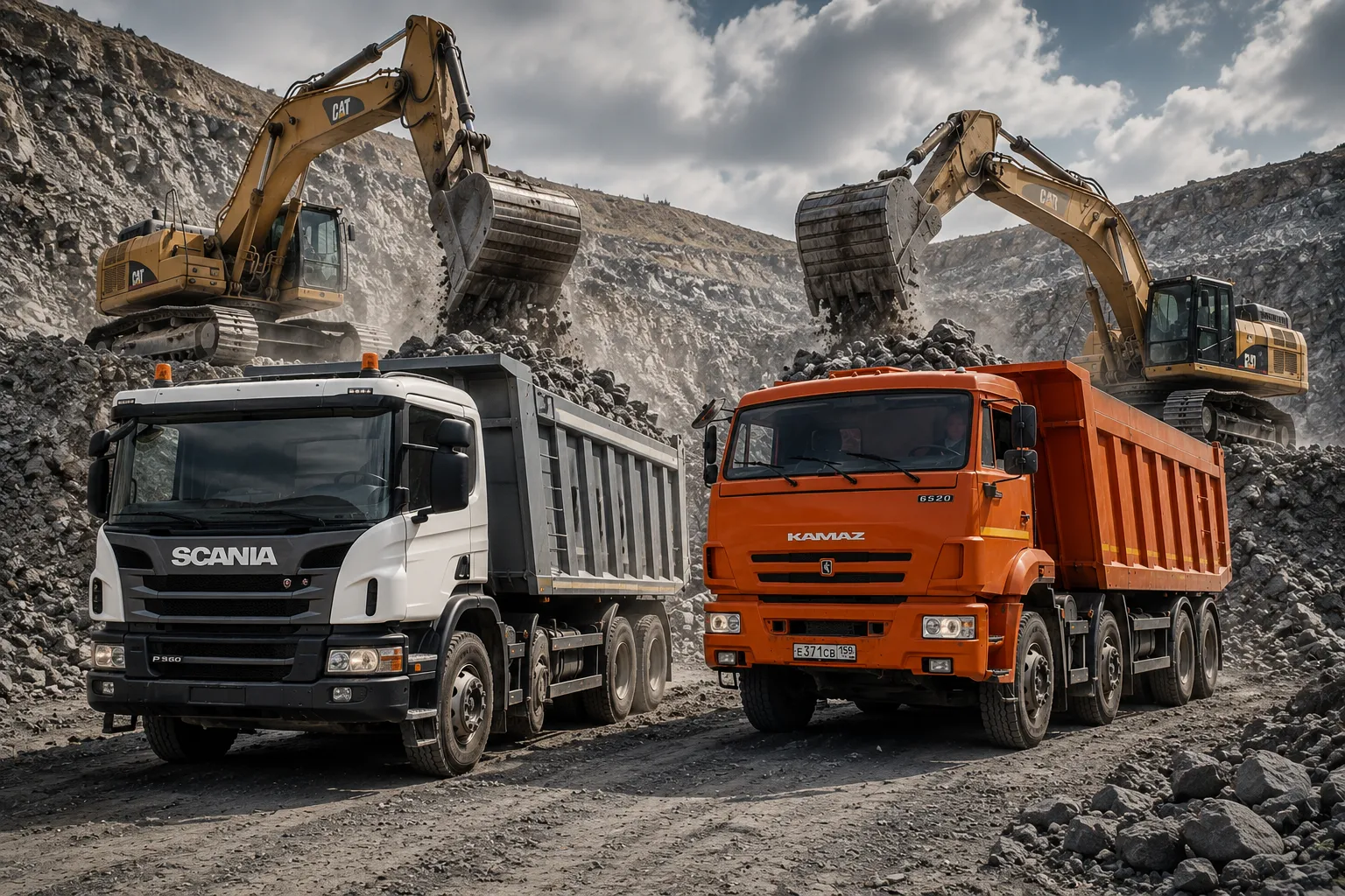 Scania P360 và Kamaz 6520