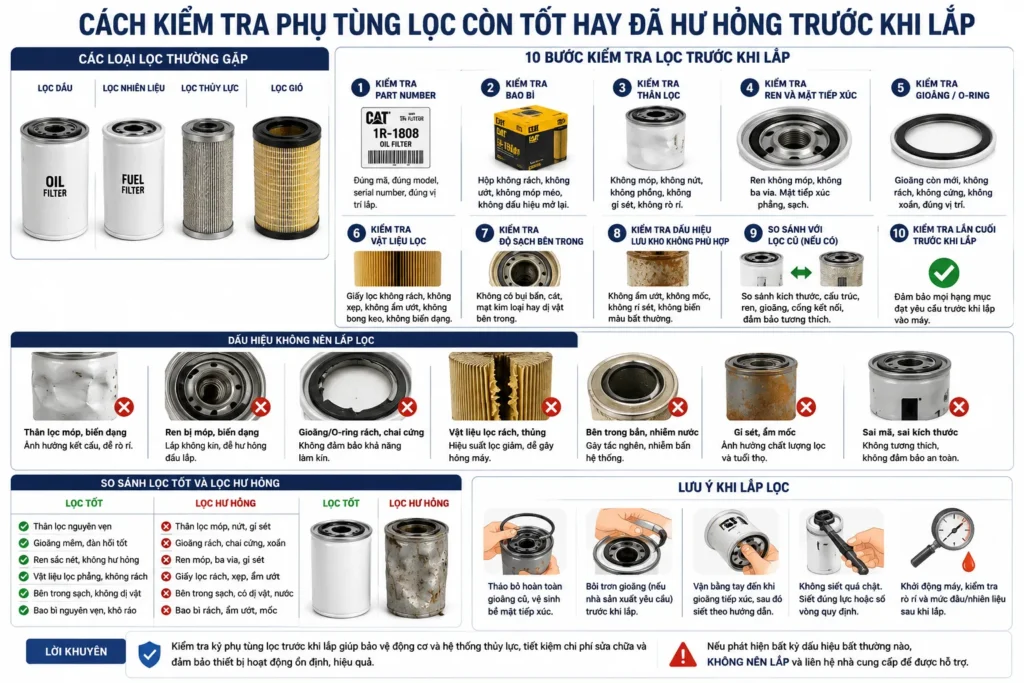 Cách Kiểm Tra Phụ Tùng Lọc Còn Tốt Hay Đã Hư Hỏng Trước Khi Lắp 1 Hướng dẫn kiểm tra phụ tùng lọc trước khi lắp