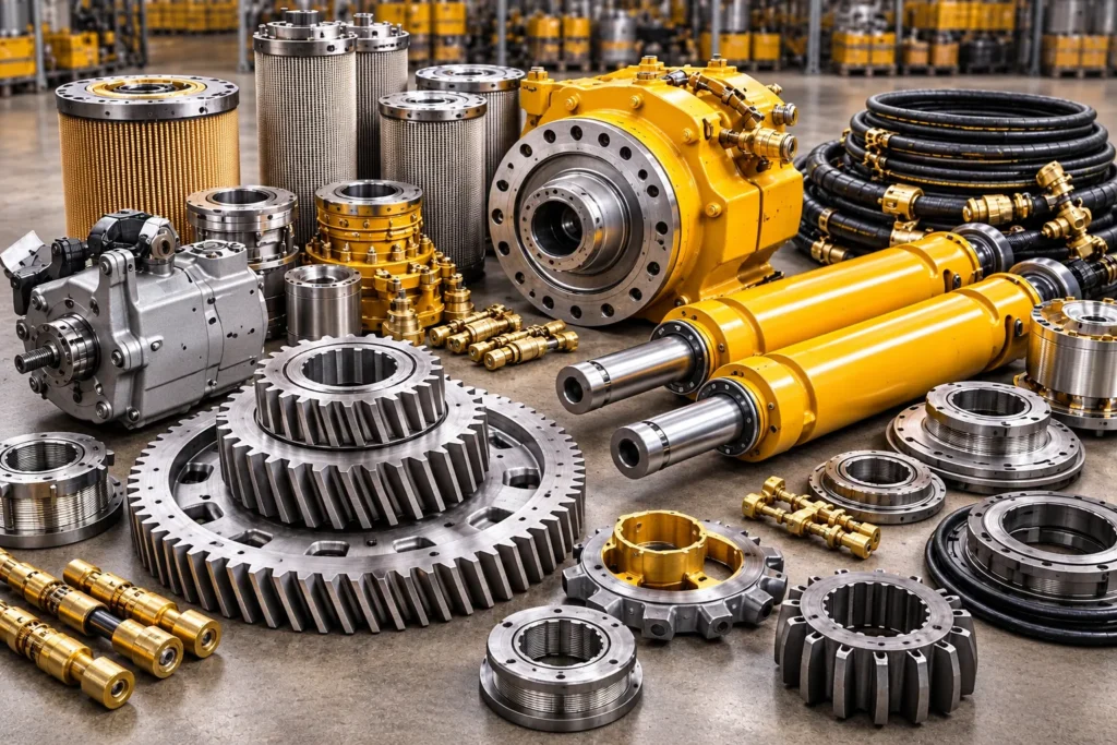 Bộ phận thủy lực trong xưởng công nghiệp