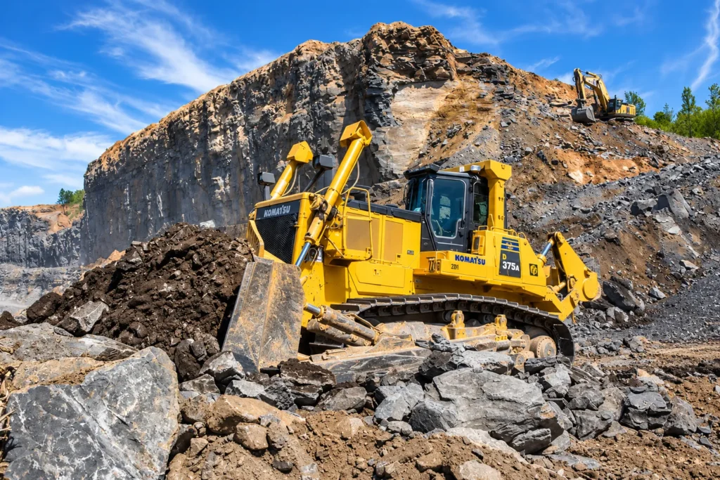 Komatsu D375A – Vai trò máy ủi công suất lớn trong khai thác than lộ thiên